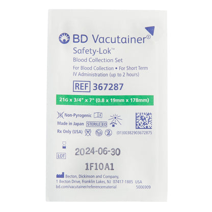 BD Vacutainer® Safety-Lok™ Blood Collection Set, 21 Gauge, ¾-inch needle length, 7-inch Tubing