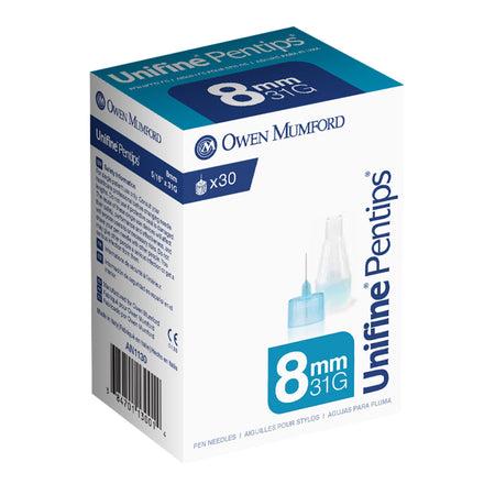 Owen Mumford AN 1130 Unifine Pentips Standard Insulin Pen Needle, 31 Gauge, 8 mm Length