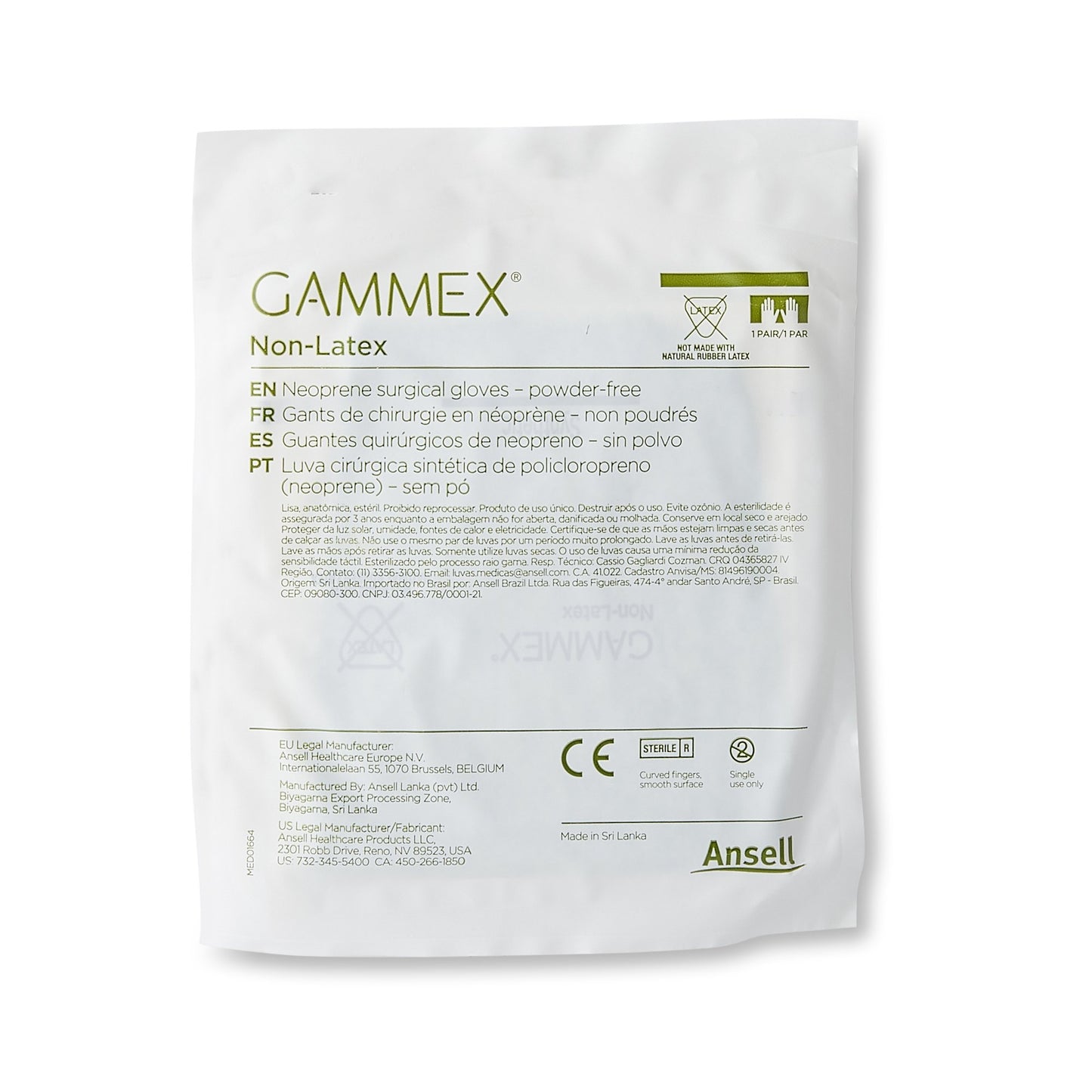 Gammex® Non-Latex Polyisoprene Surgical Glove, Size 6.5, Green
