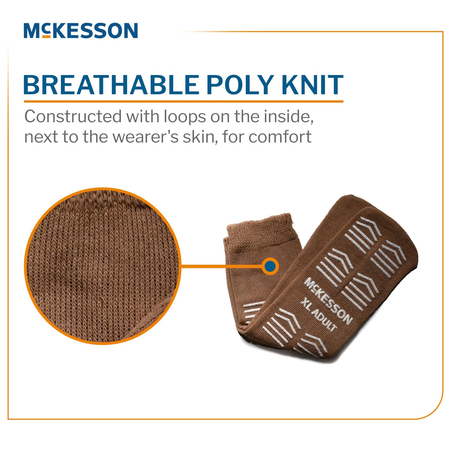 Slipper Socks McKesson Unisex Adult X-Large Double Tread Single Patient Use Tan