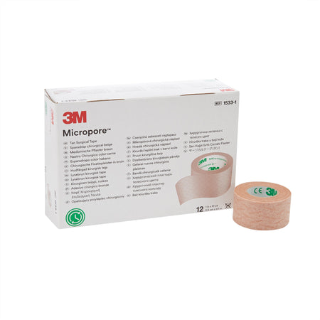Solventum 1533-1 3M Micropore Paper Medical Tape, 1 Inch x 10 Yard, Tan