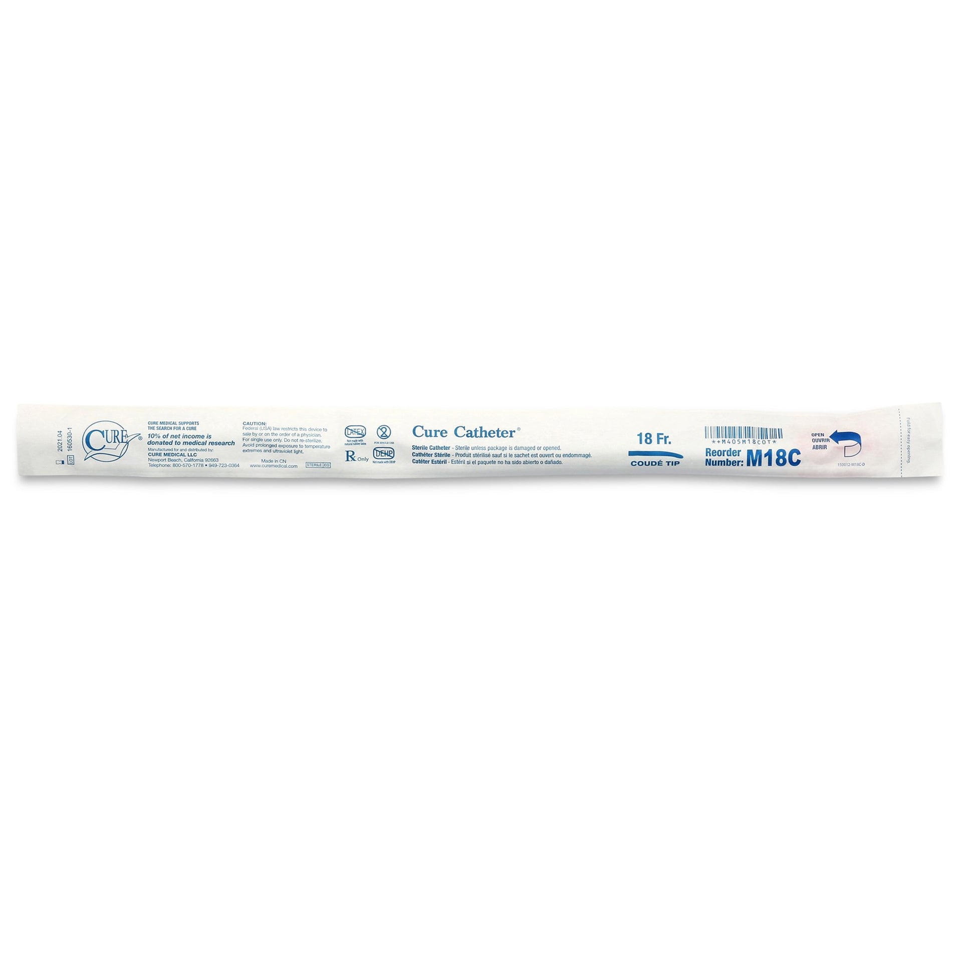 Cure Catheter Urethral Catheter, 18 Fr., Male, Coude by ConvaTec product image - view 2