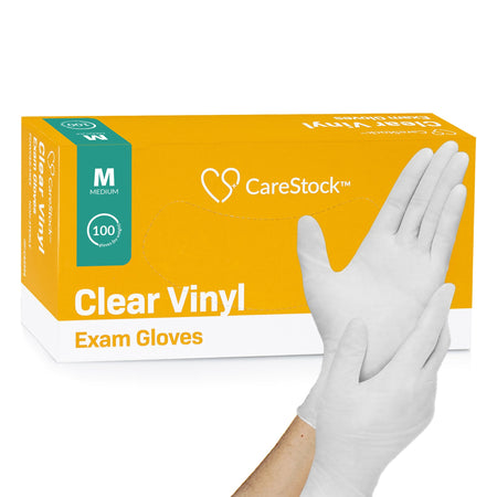 CareStock CS2594 Vinyl Exam Glove, Medium, Ivory