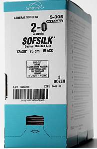Covidien S-1780K Sofsilk Silk Nonabsorbable Suture with Needle, Spatula Braided