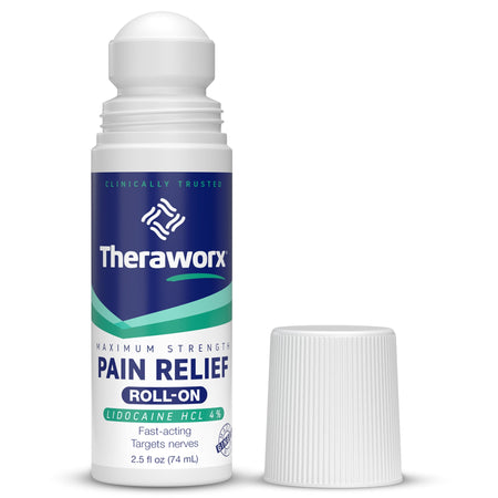 Avadim NRV-25R-4X4 Theraworx Maximum Strength Pain Relief Roll-On with 4% Lidocaine