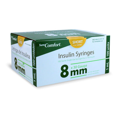 Surecomfort® 1 mL Standard Insulin Syringe with Needle, 30 Gauge, 5/16 Inch
