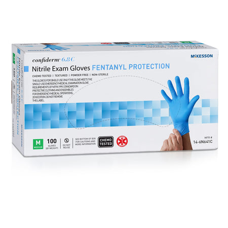 McKesson 14-6N641C Confiderm 6.8C Nitrile Exam Glove, Medium, Blue