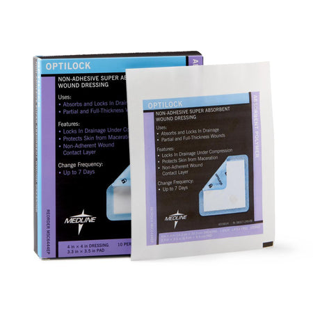 Medline MSC6444EP Optilock Super Absorbent Dressing, 4 x 4 Inch