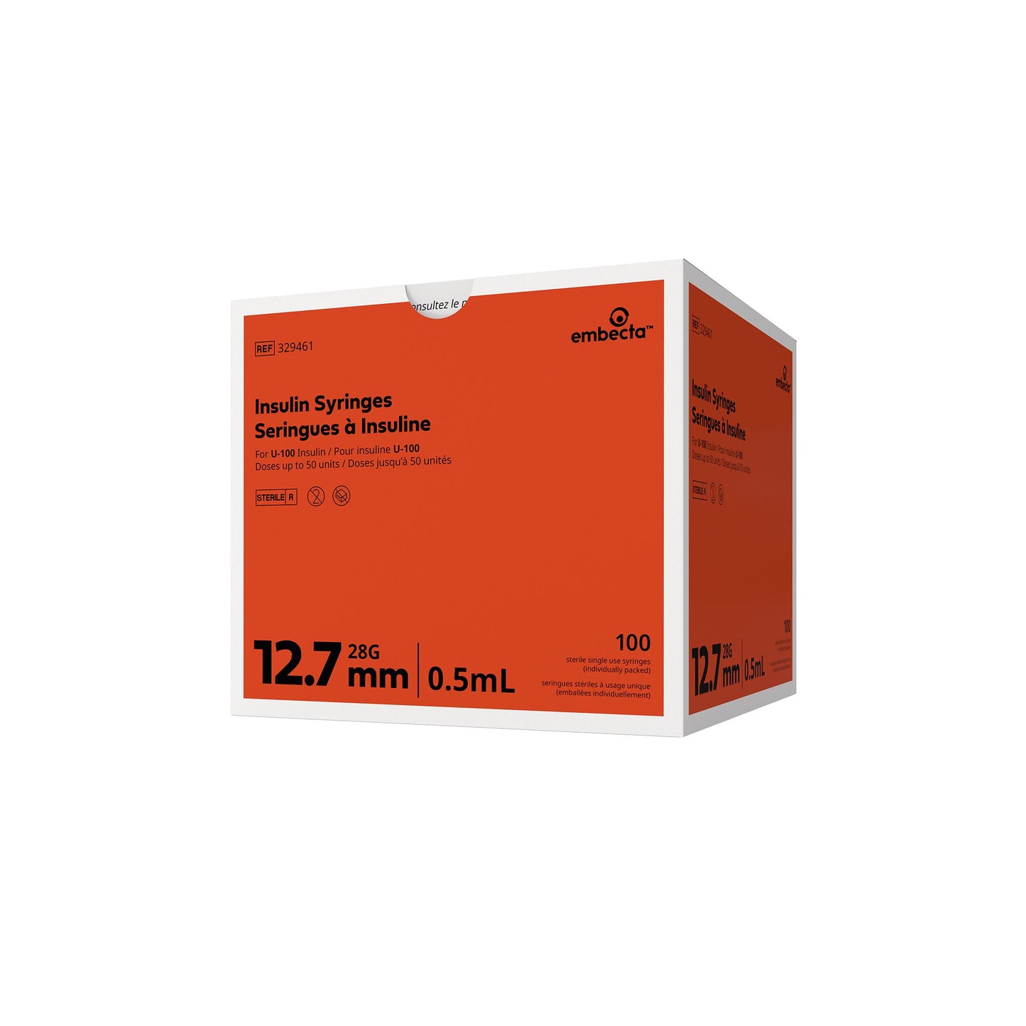 Lo-Dose™ Micro-Fine™ 0.5 mL Insulin Syringe with Needle, 28 Gauge, 1/2 Inch Length