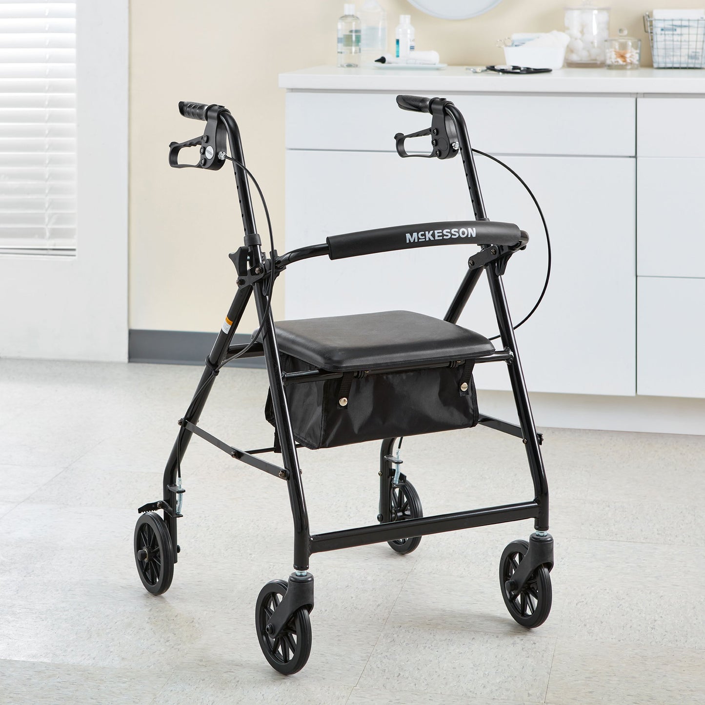 McKesson Folding Aluminum Four-Wheel Rollator, Black