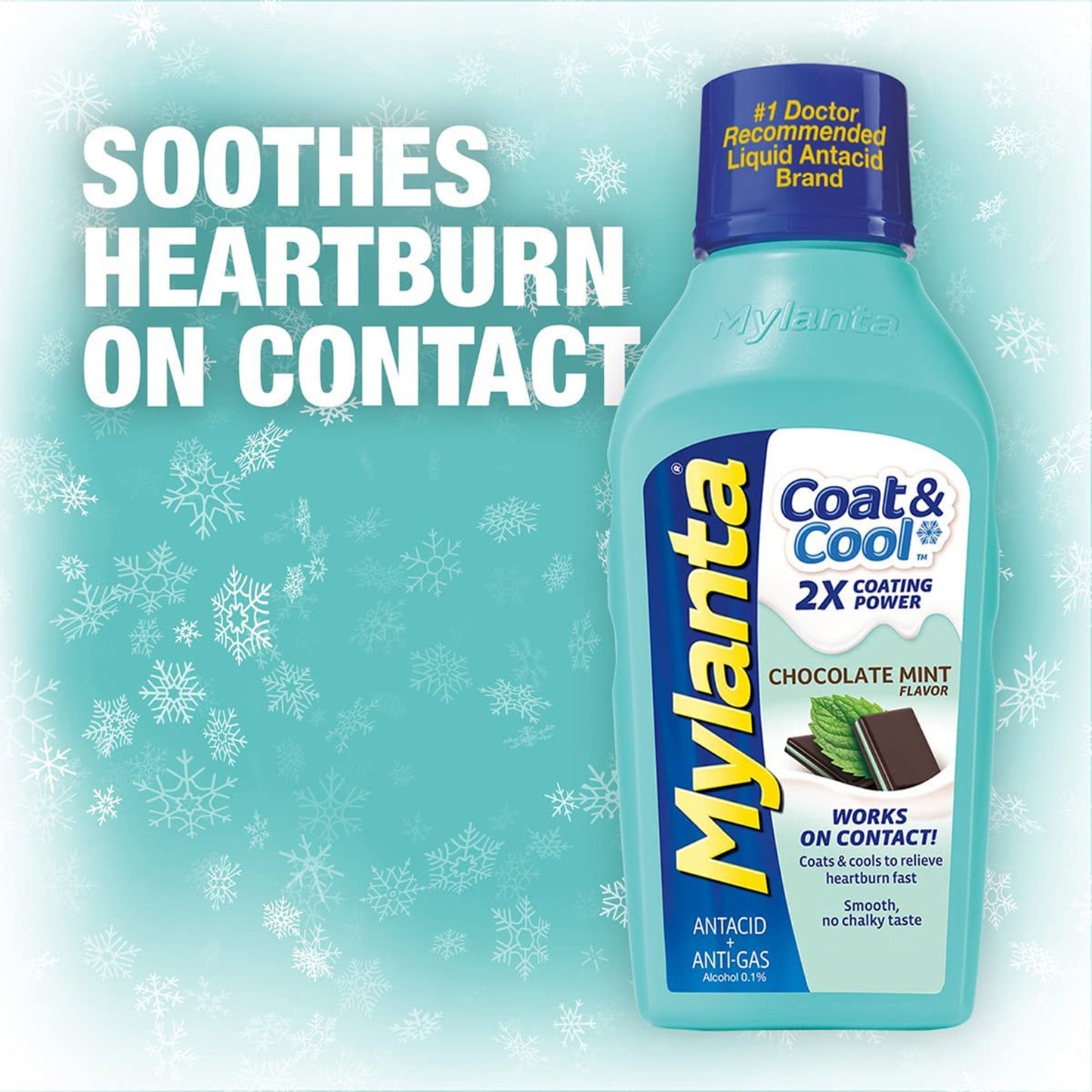 Mylanta Coat & Cool Antacid + Anti-Gas Liquid, Chocolate Mint Flavor