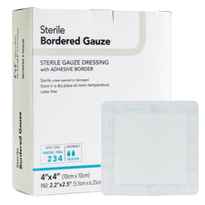 DermaRite® 00262E Bordered Gauze White Adhesive Dressing, 4 x 4 Inch