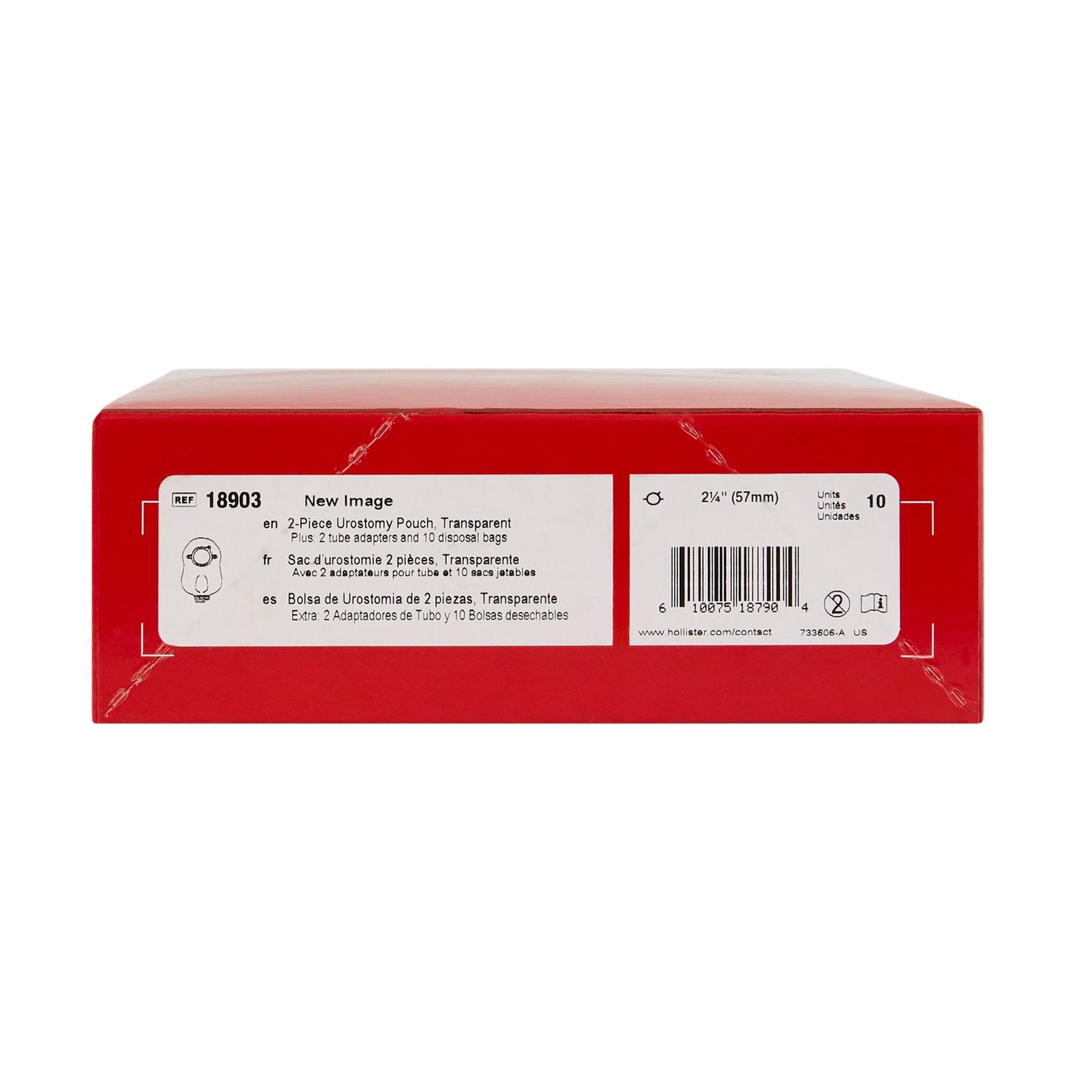 New Image™ Two-Piece Transparent Urostomy Pouch, 57 mm Flange, Red Match