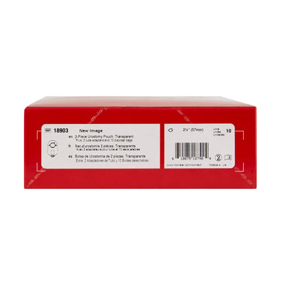 New Image™ Two-Piece Transparent Urostomy Pouch, 57 mm Flange, Red Match