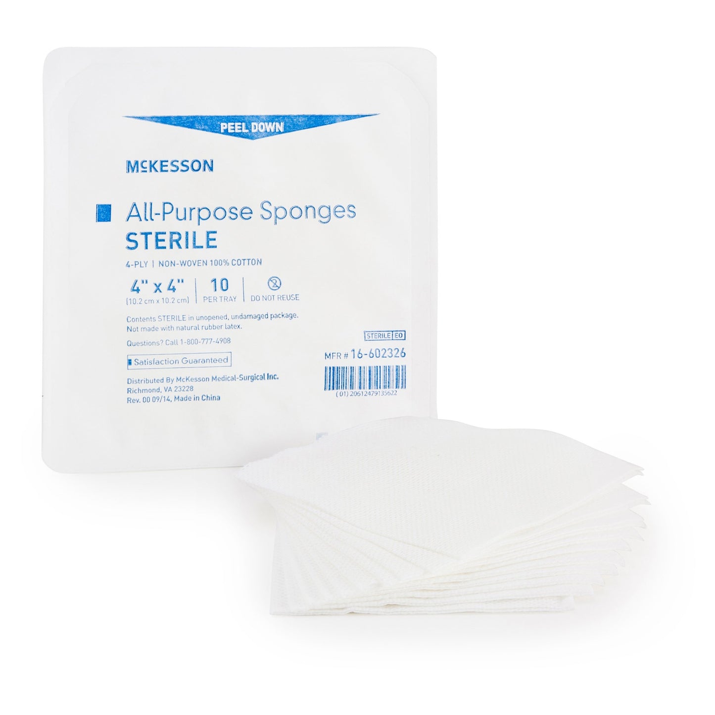 McKesson Sterile Nonwoven Sponge, 4 x 4 Inch, 4-Ply
