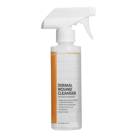 An 8 oz spray bottle of Smith and Nephew 59449200 Dermal Wound Cleanser at Lexicon Medical Supply.