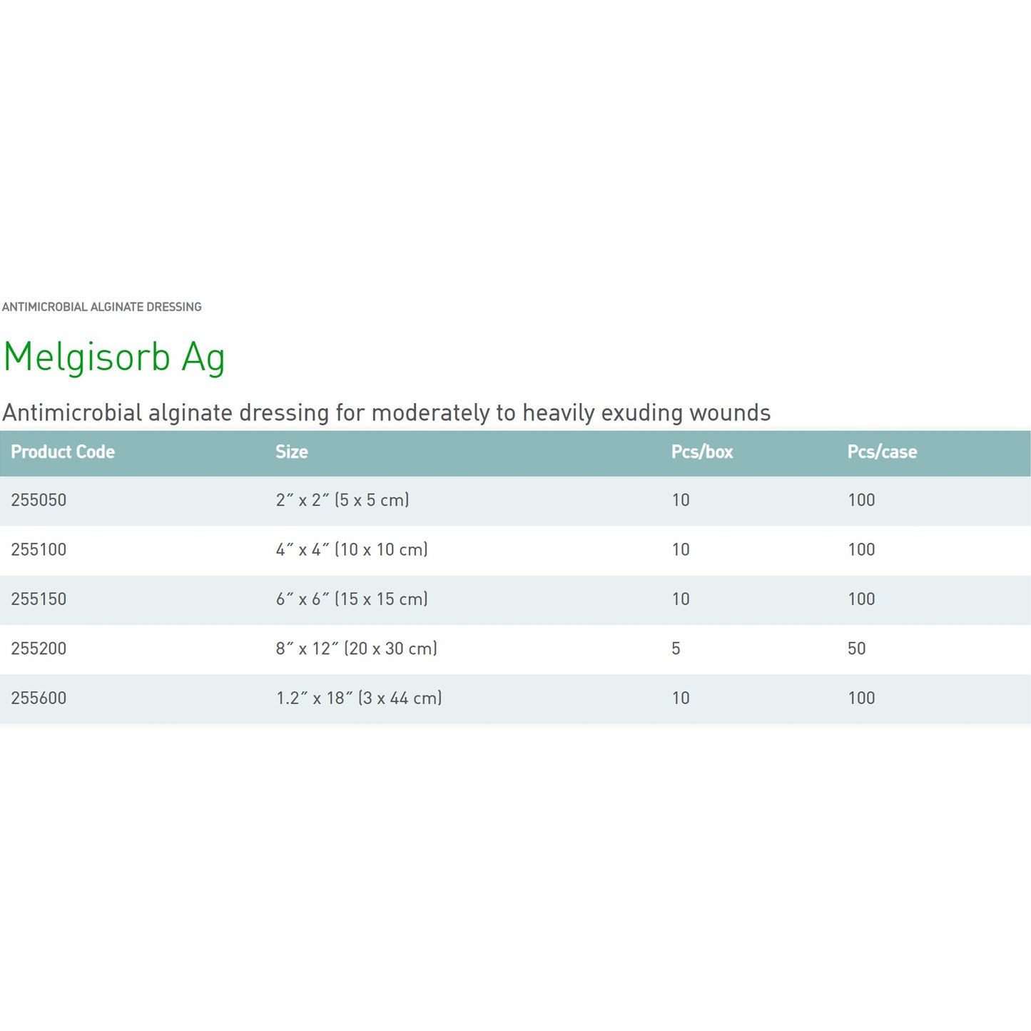 Melgisorb® Ag Calcium Alginate Dressing with Silver, 4 x 4 Inch