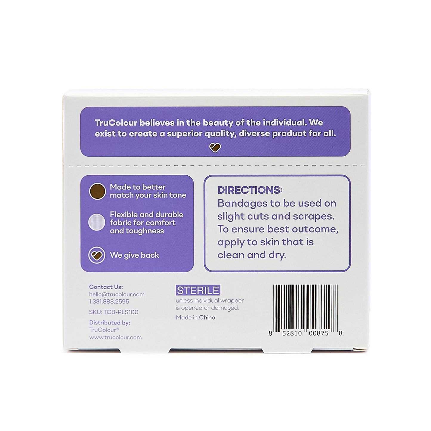 Tru-Colour Skin Tone Shade Fabric Bandage Adhesive Strip, Dark Brown, 1 x 3 Inch