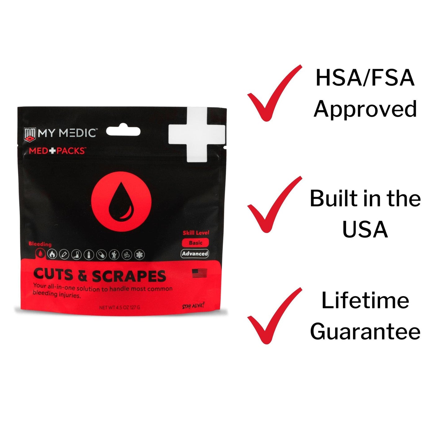 Med Packs™ First Aid Kit for Cuts, Scrapes – Injury Supplies in Portable Pouch