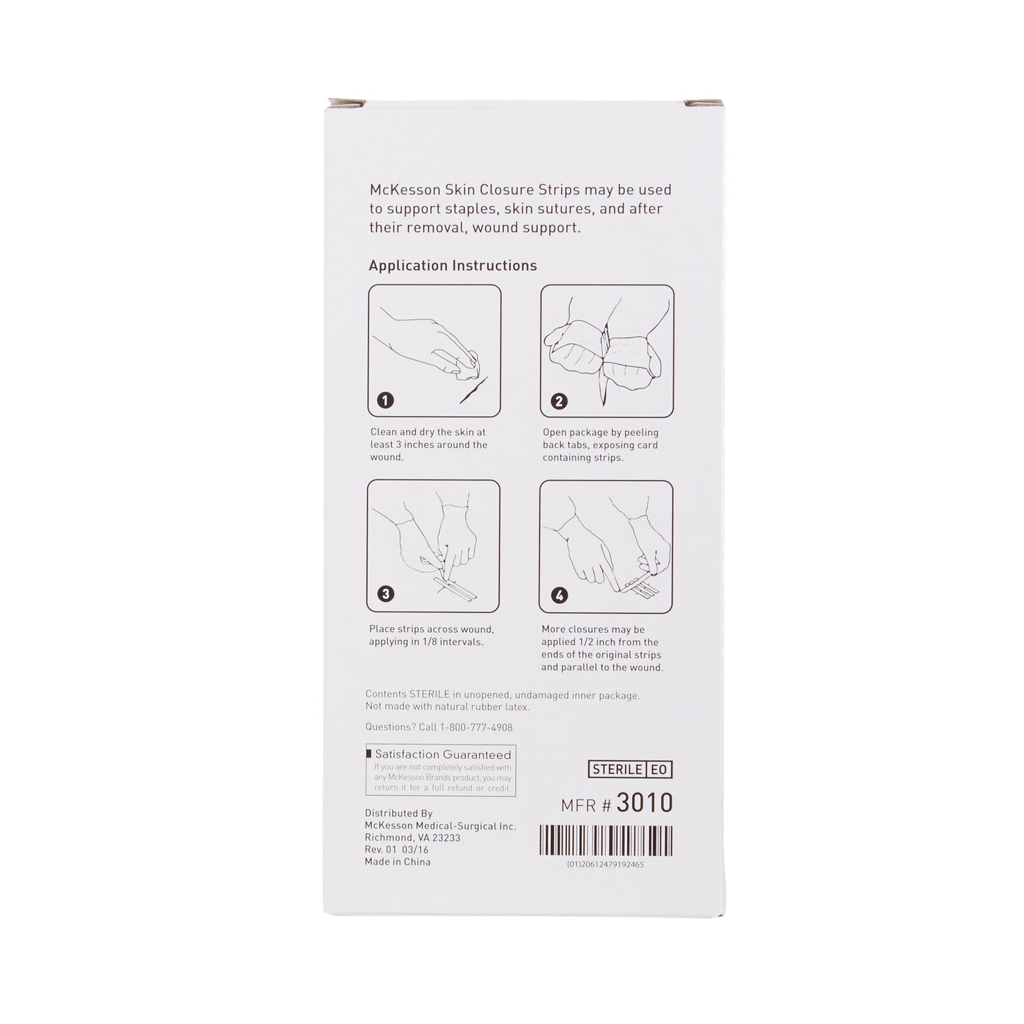 McKesson Skin Closure Reinforced Strip, ½ X 4 Inch