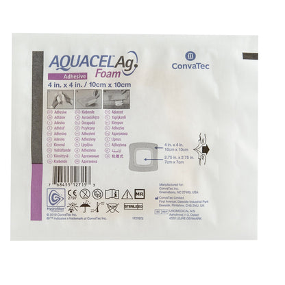 Aquacel® Ag Adhesive Silver Foam Dressing, 4 x 4 Inch