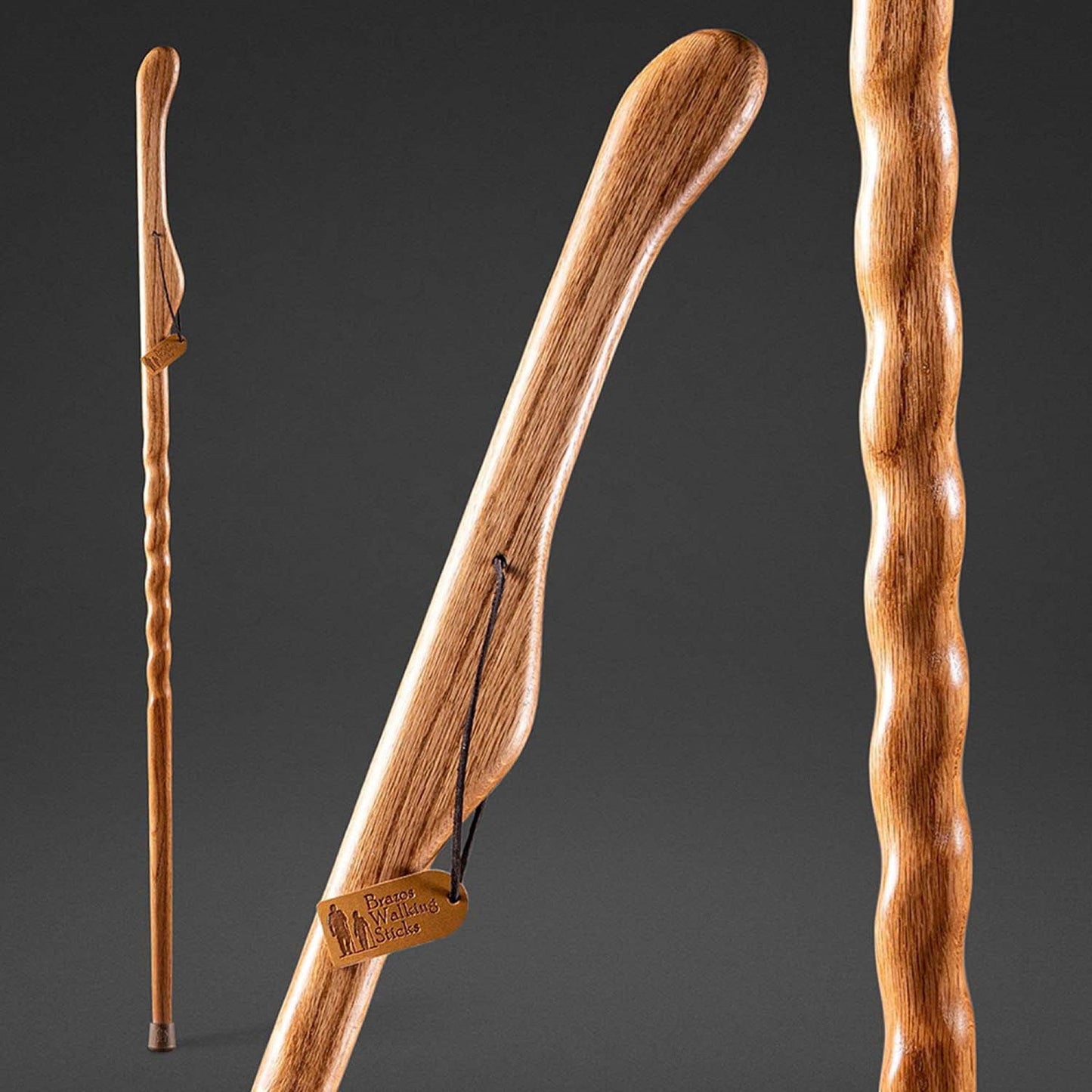 Brazos™ Twisted Oak Hitchhiker Handcrafted Walking Stick, 55-Inch, Tan