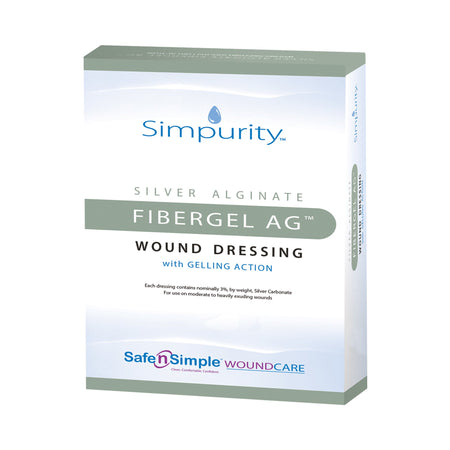 Safe N Simple 1088926 Simpurity Fibergel AG Silver Alginate Dressing, 4 x 4¾ Inch