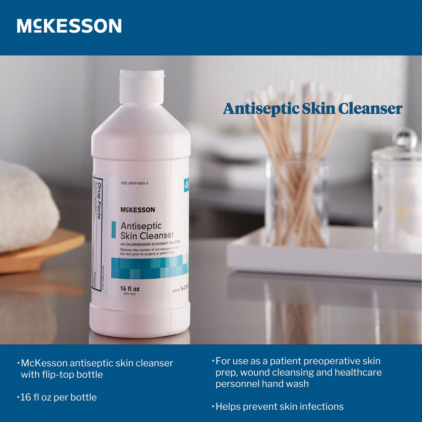 McKesson Antiseptic Skin Cleanser, 16-ounce Flip-Top Bottle