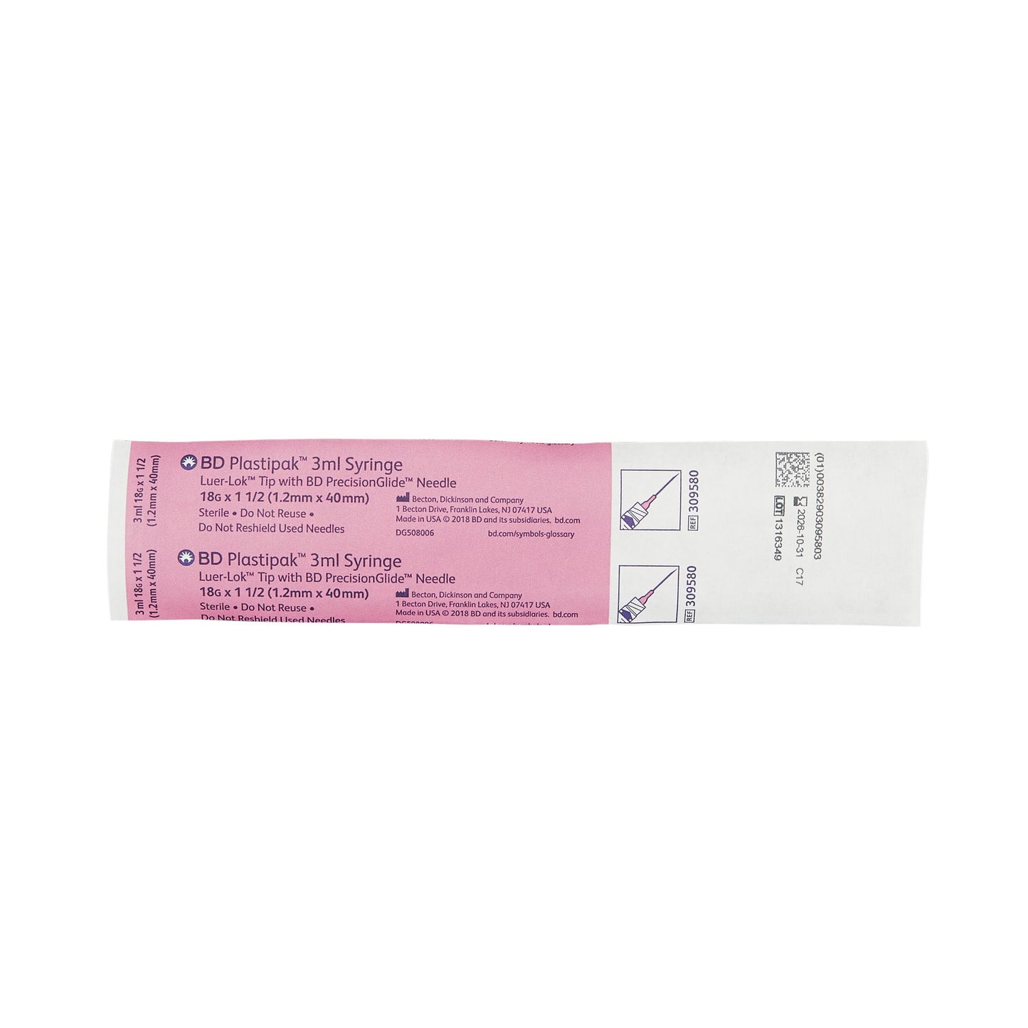 PrecisionGlide™ Syringe with Hypodermic Needle,18 Gauge, 1-1/2 Inch Needle Length