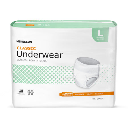 McKesson UWELG Classic Light Absorbency Incontinence Underwear, Large