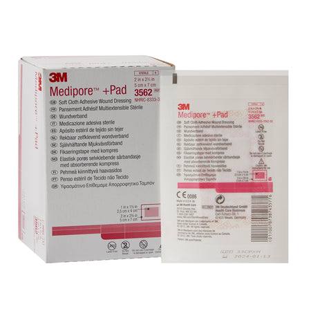 Solventum 3562 3M Medipore Sterile Adhesive Dressings, 2 x 2-3/4 Inch