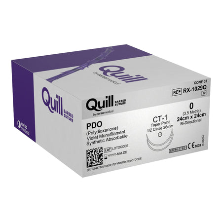 Surgical Specialties RX-1029Q Quill Polydioxanone Absorbable Barbed Suture with Needle, Taper Point