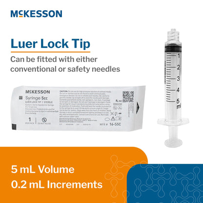 General Purpose Syringe McKesson 5 mL Luer Lock Tip Without Safety