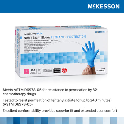 Exam Glove McKesson Confiderm® 6.8C Small NonSterile Nitrile Standard Cuff Length Fully Textured Blue Chemo Tested / Fentanyl Tested