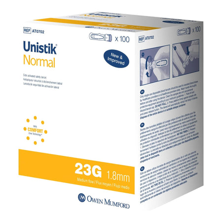 Owen Mumford AT 0702 Unistik Normal Flow Lancet, 23 Gauge