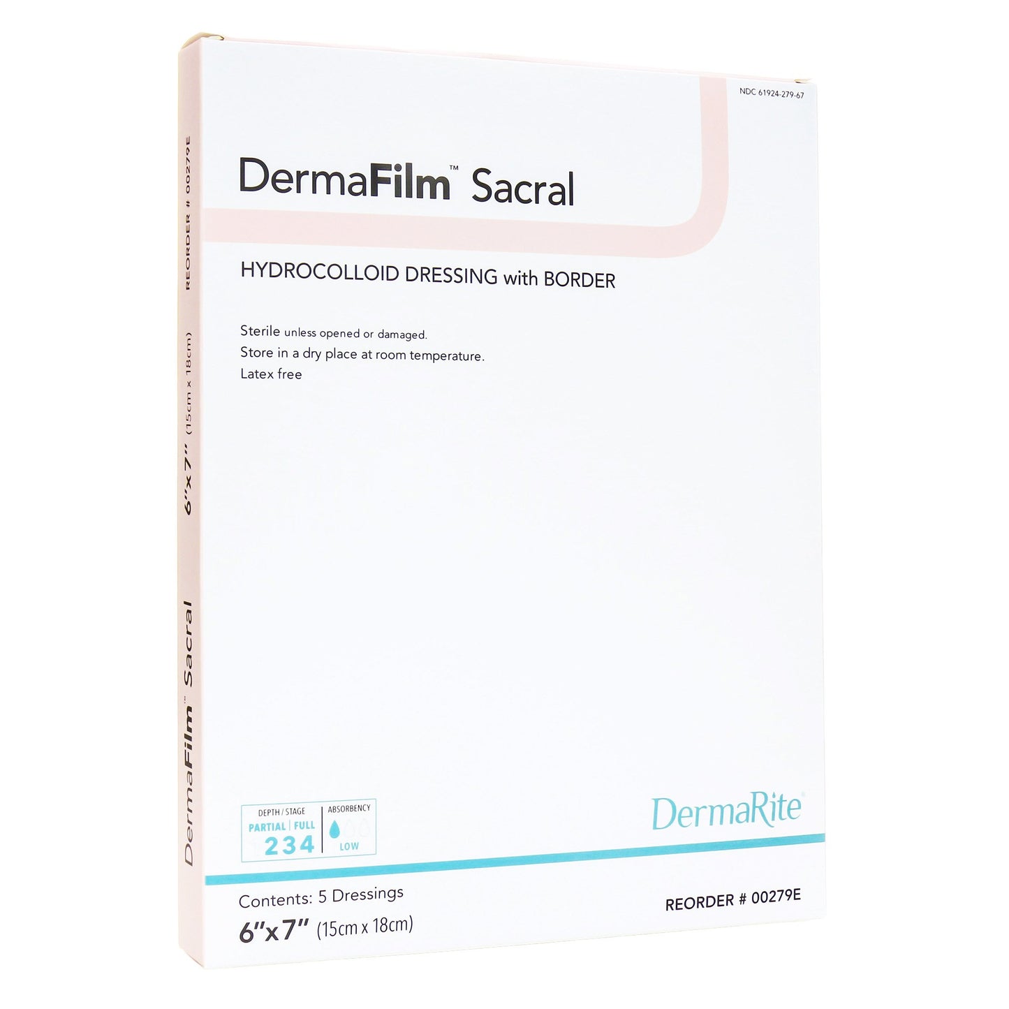 DermaFilm® Hydrocolloid Dressing, 6 x 7 Inch Sacral
