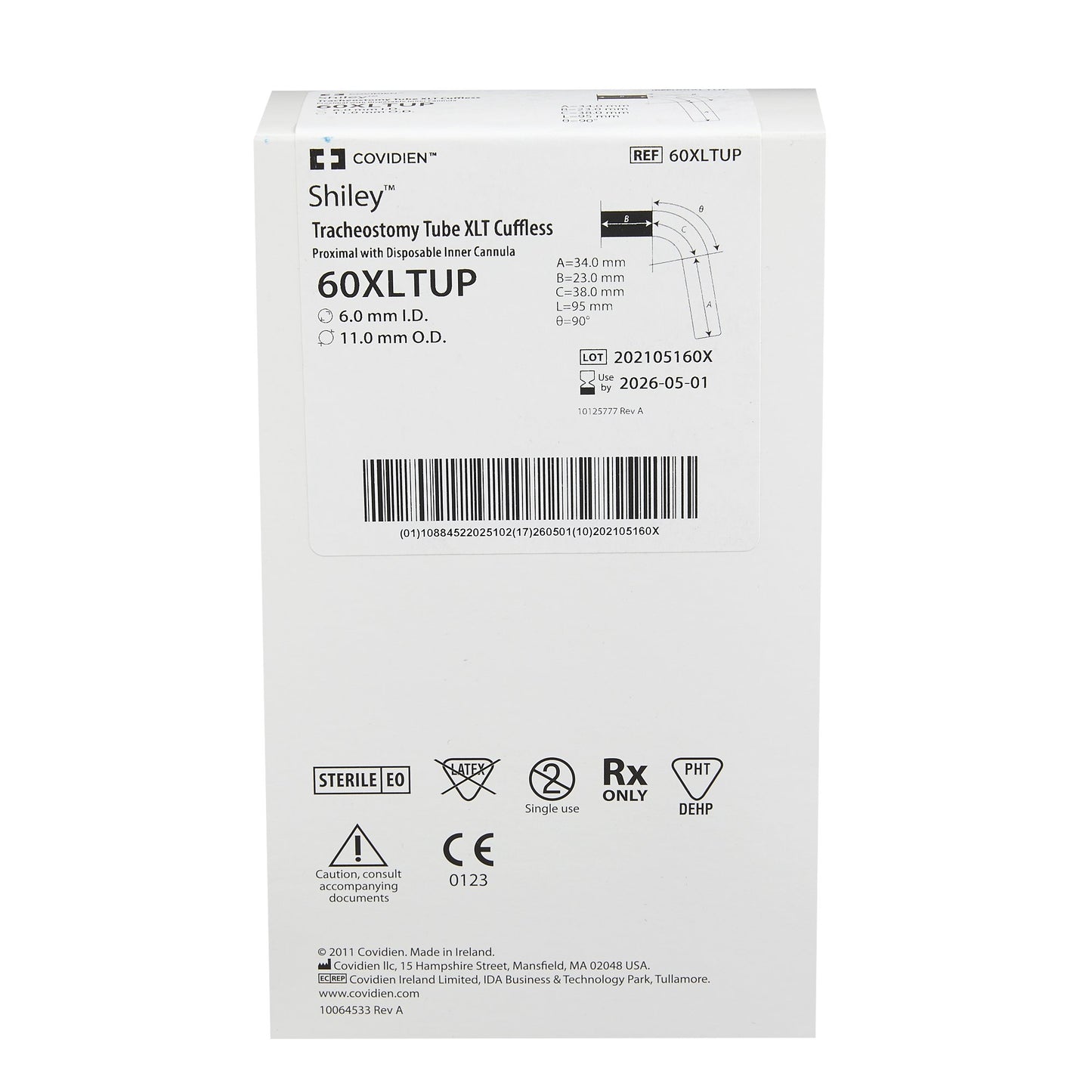 Shiley™ XLT Cuffless Extended Length Tracheostomy Tube, Size 6