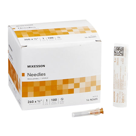 McKesson 16-N2605 Hypodermic Needle, 26 Gauge, 1/2 Inch