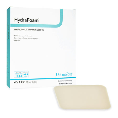 DermaRite 00295E HydraFoam Nonadhesive Foam Dressing, 4 x 4¼ Inch