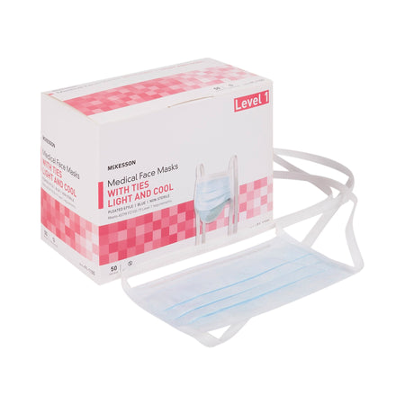 McKesson 91-1100 Classic Style Light & Cool Surgical Mask, Blue