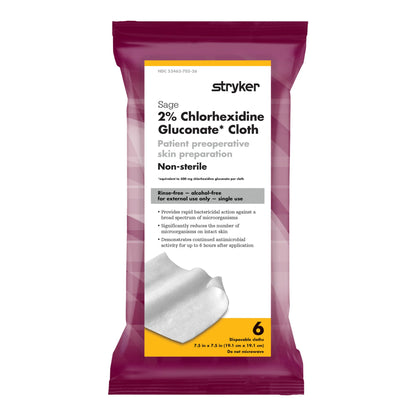 Sage® 2% CHG Preoperative Skin Prep Wipe, 7.5 x 7.5 Inch