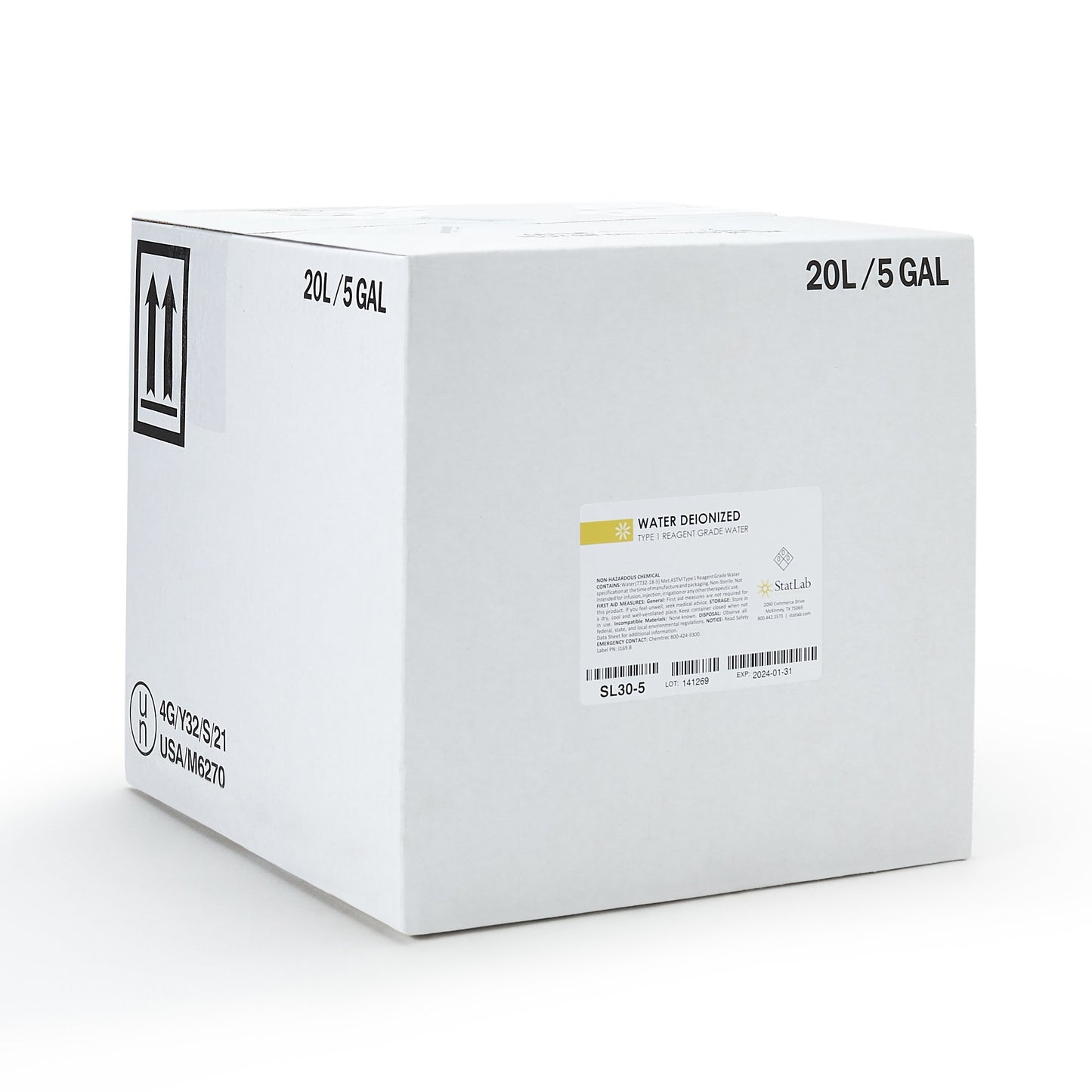 StatLab Medical Deionized Water, 5 gal. Cubitainer®