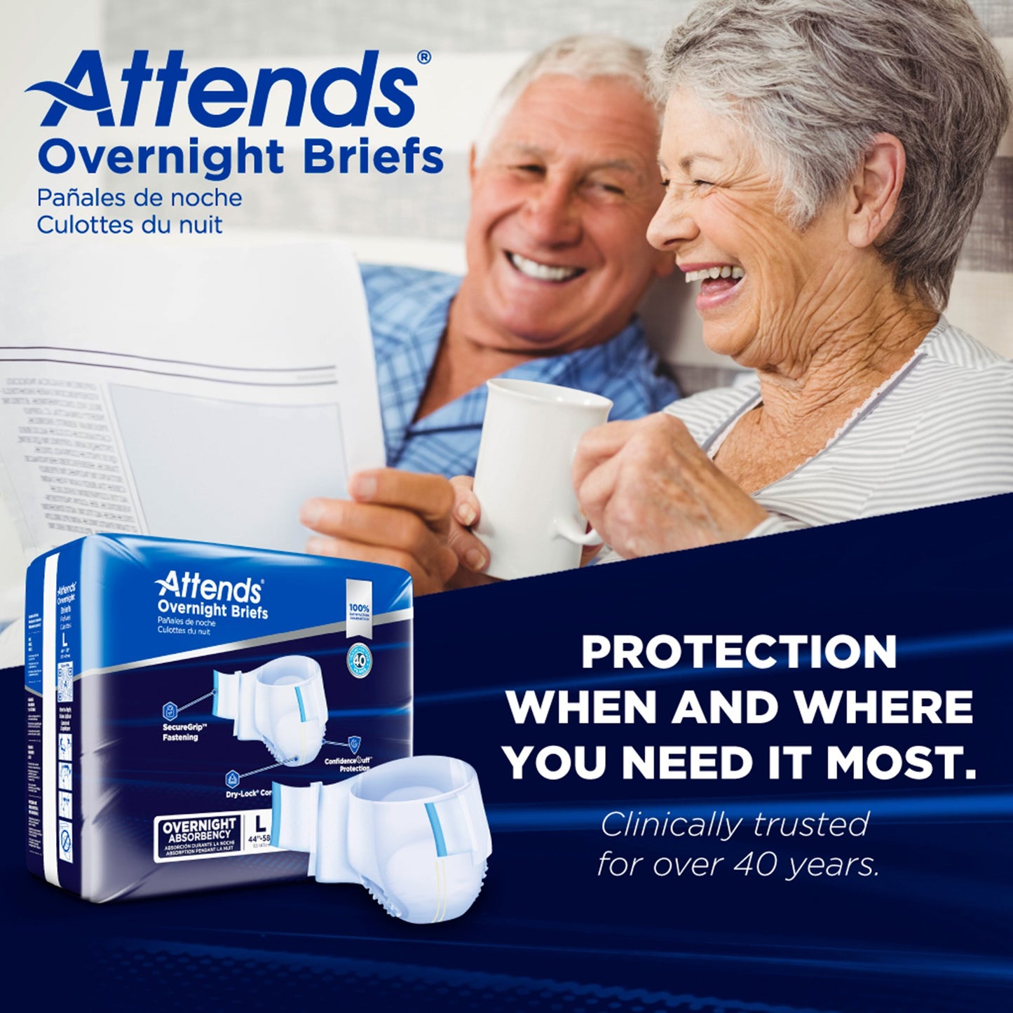 Attends® Briefs with Overnight Protection, Large