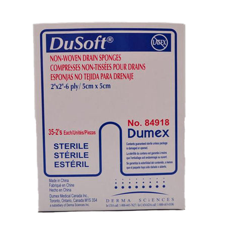 Gentell 84918 Ducare Drain Sponge, 2 x 2 Inch, 6-Ply