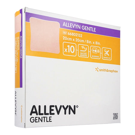 Smith & Nephew 66802132 Allevyn Gentle Border Silicone Foam Dressing, 8 x 8 Inch