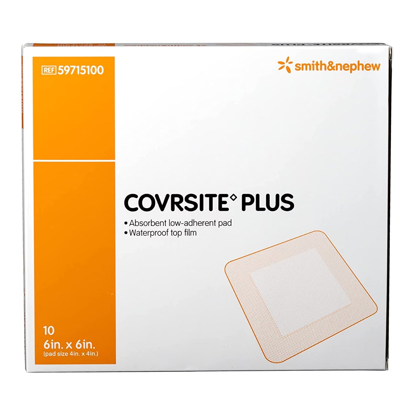 Smith & Nephew Composite Dressing COVRSITE Plus 6 X 6 Inch Square NonSterile Film Backing