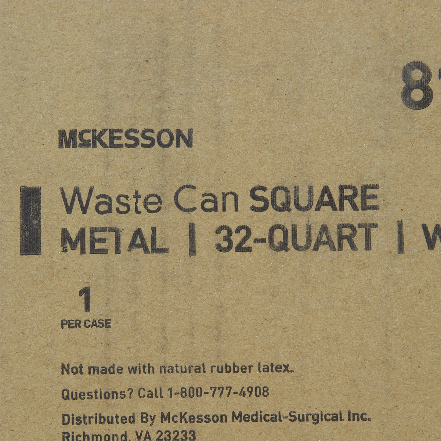 McKesson Trash Can with Plastic Liner, Square, Steel, Step-On, 32 QT, White