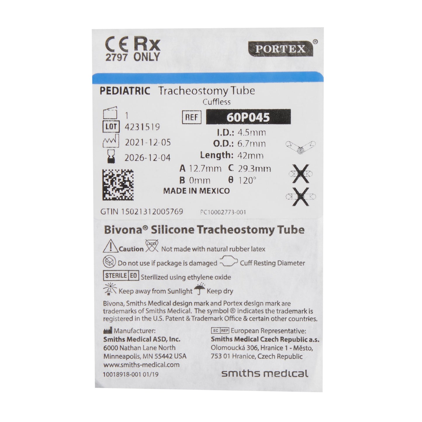Bivona® Tracheostomy Tube, Size 6.7