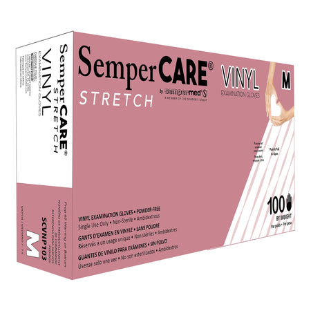 Sempermed SCVNP103 SemperCare Vinyl Exam Glove, Medium, Ivory