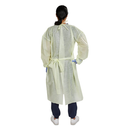 McKesson AAMI Level 2 Isolation Gown, Tie Neck Style, One Size Fits Most, Yellow